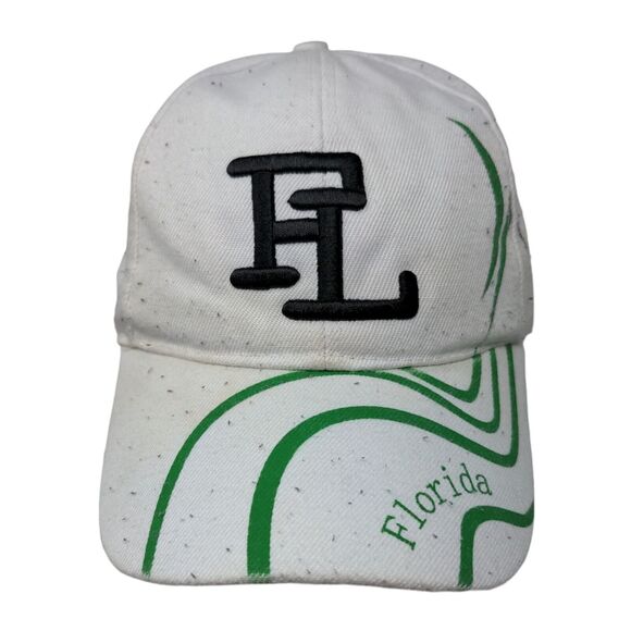 Florida Strapback Hat White One Size Adjustable Embroidered Vented Holes 6 Panel - Picture 1 of 9